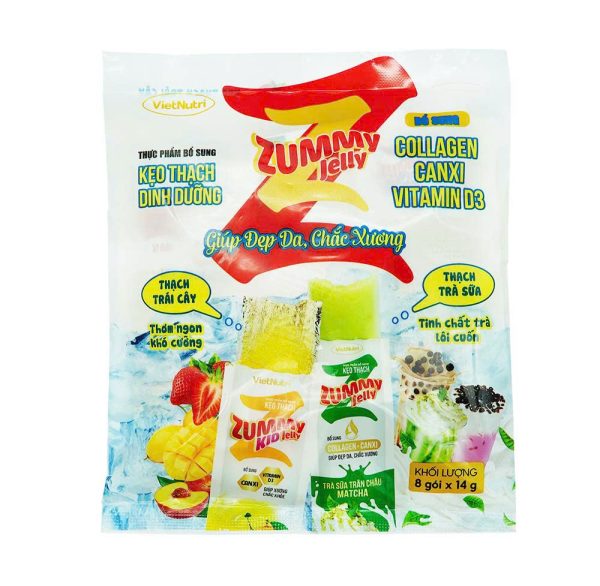 túi 8 gói kẹo thạch zummy jelly ( trái cây & trà sữa )