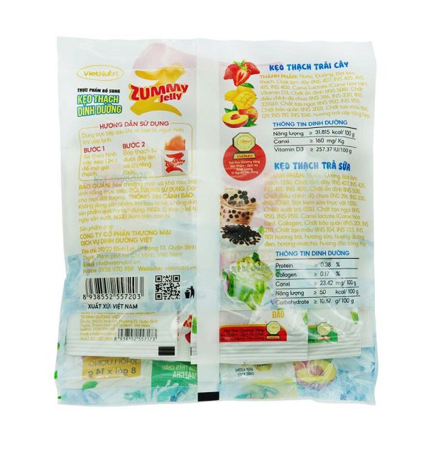 túi 8 gói kẹo thạch zummy jelly ( trái cây & trà sữa )